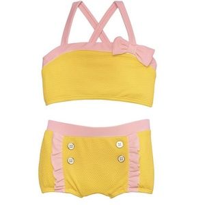 Janie & Jack Yellow & Pink Ruffle 2-Piece Swimsuit
